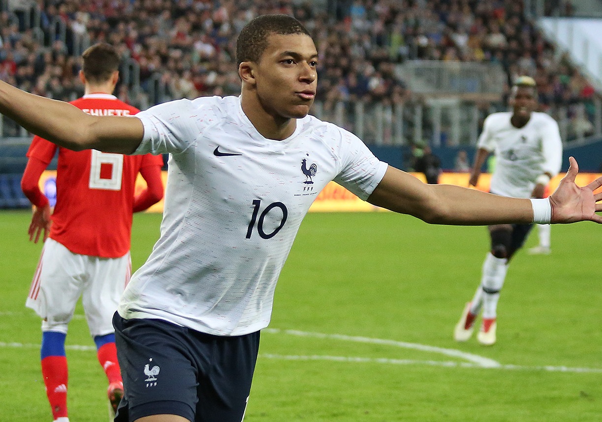 Kylian Mbappe celebrating March 2018