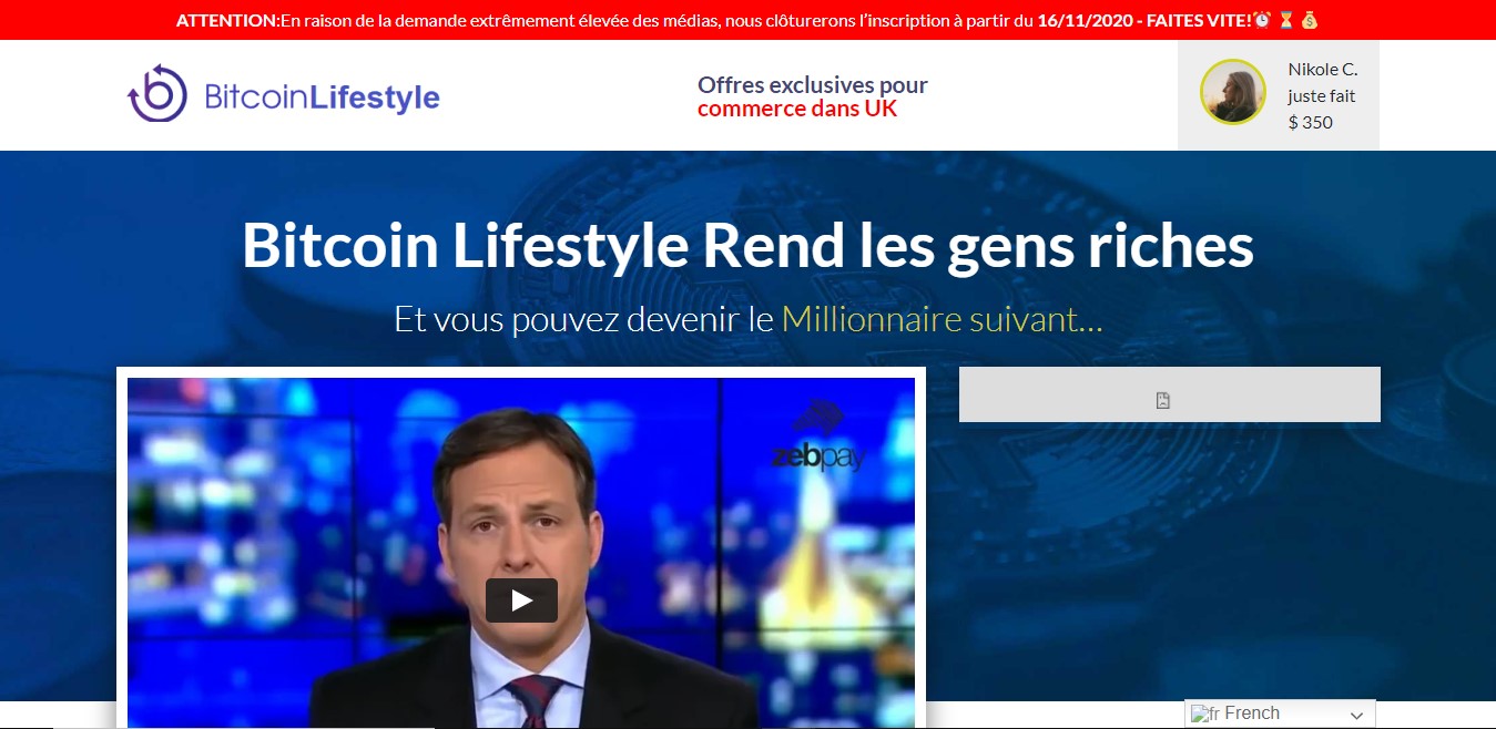 Arnaque n°960 : Bitcoinlifestyle.io/fr