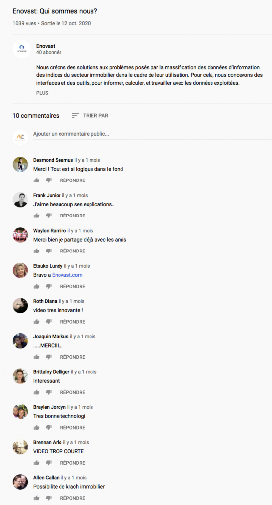Enovast commentaire youtube