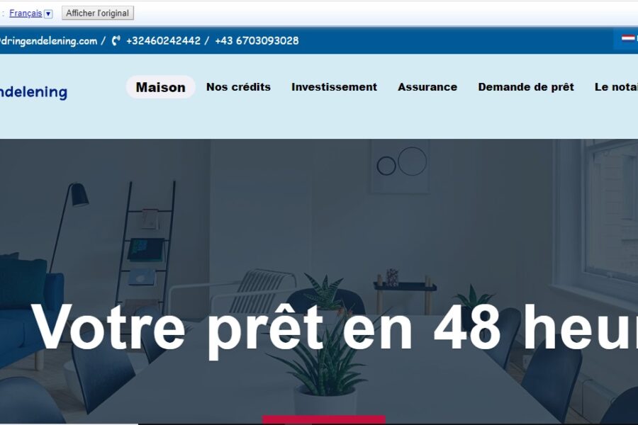 Arnaque n° 1003 : Dringendelening.com