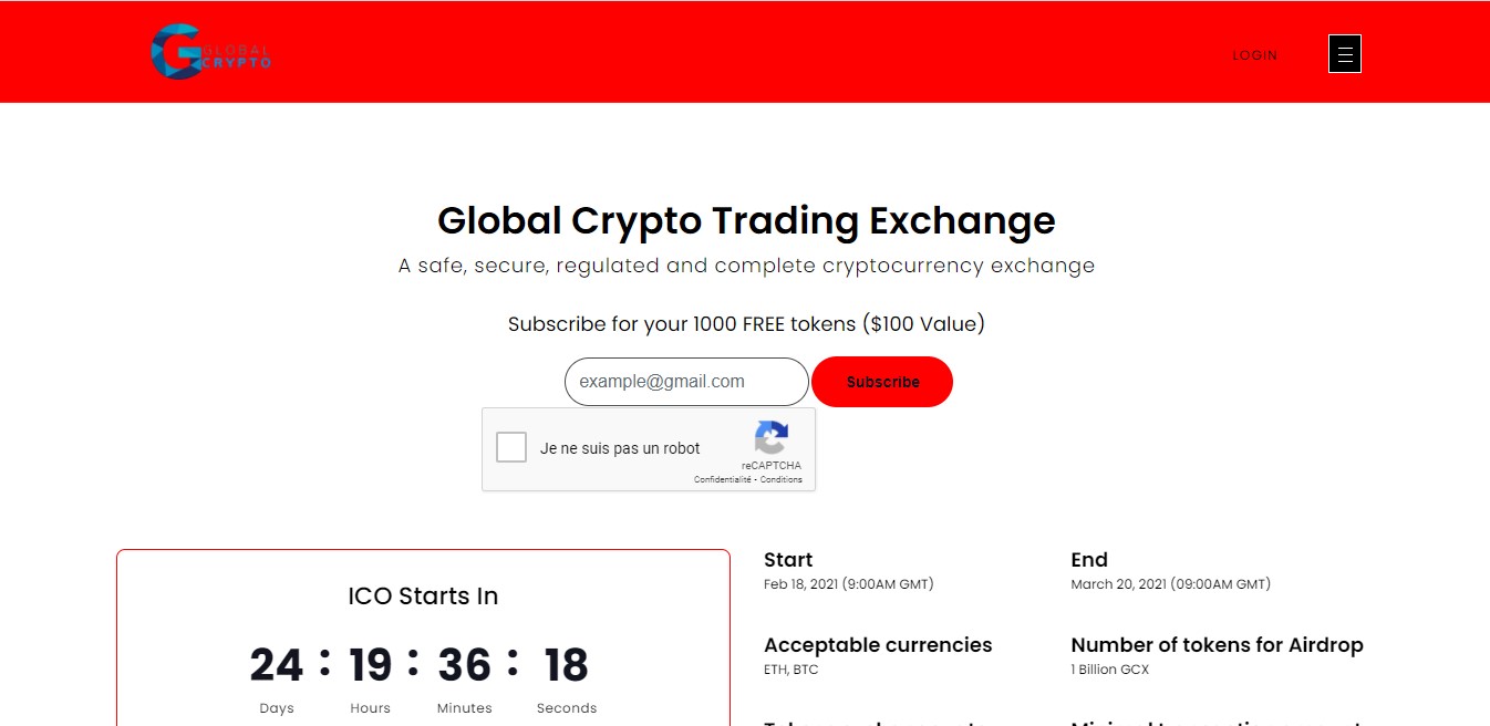 Arnaque n°1036 : Globalcrypto.exchange