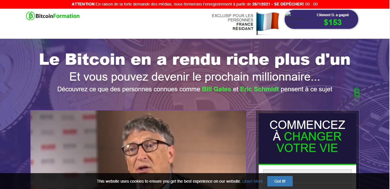Arnaque n°1075 : Bitcoin-formation.club