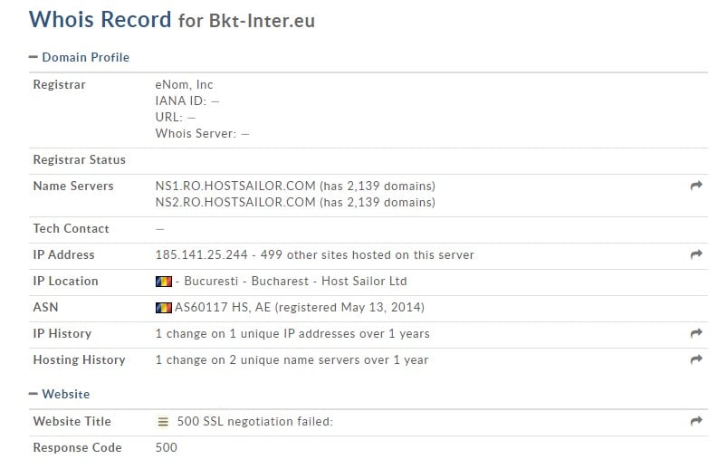 Le Whois de Bkt-inter.eu/connexion.php est parfaitement anonyme et opaque.