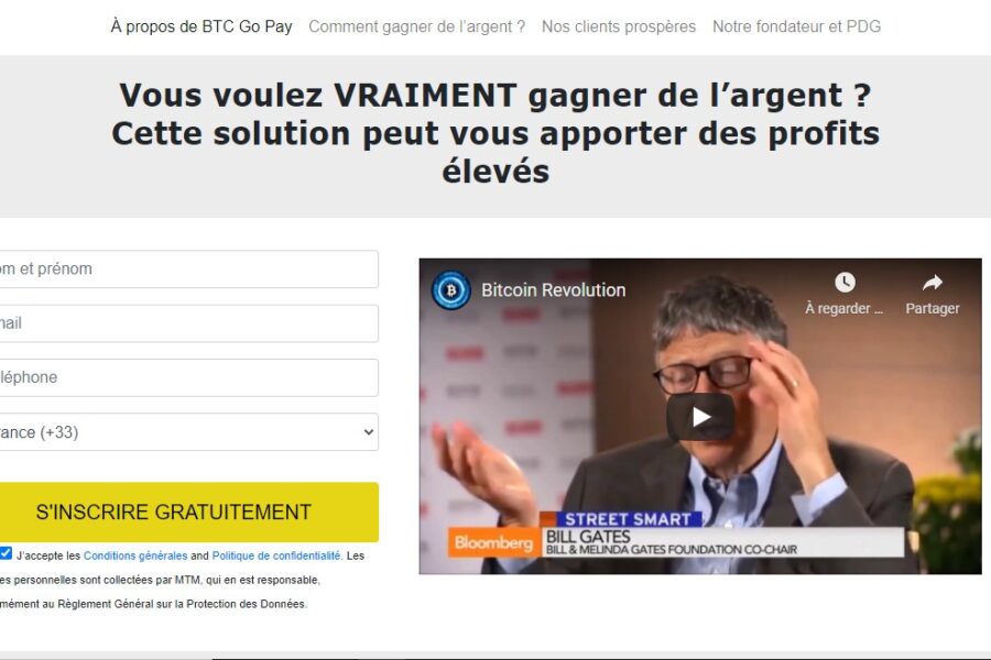Arnaque n°1071 : Landing.marketstm.com/fr/mtm7_btc_safe_b2go_fr