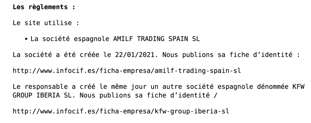 Amilf trading spain SRL