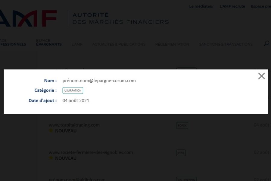 La stratégie de l’escroc derrière prenom.nom@lepargne-corum.com