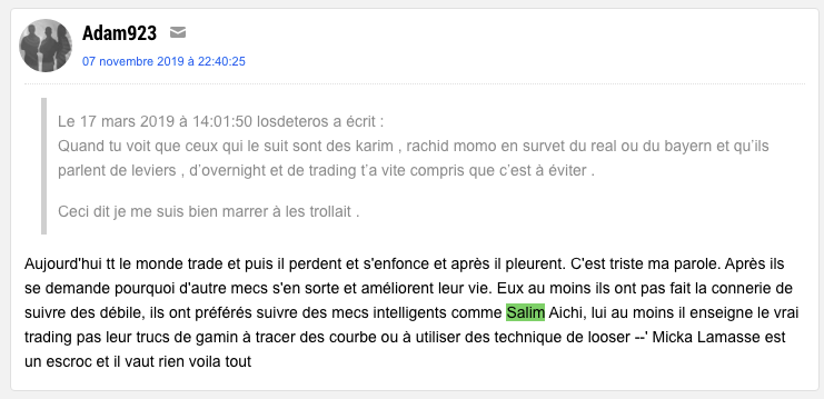 Extrait d'un forum de discussion du site jeuxvideo.com