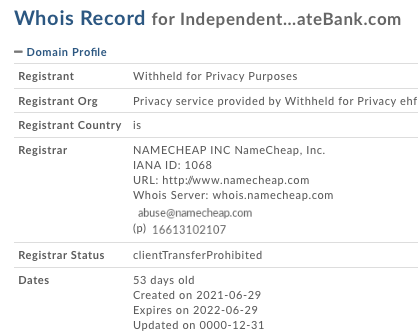 Whois d'independentprivatebank.com