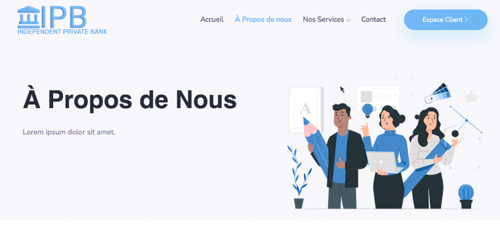 Du Lorem Ipsum s'est glissé sur le site independentprivatebank.com