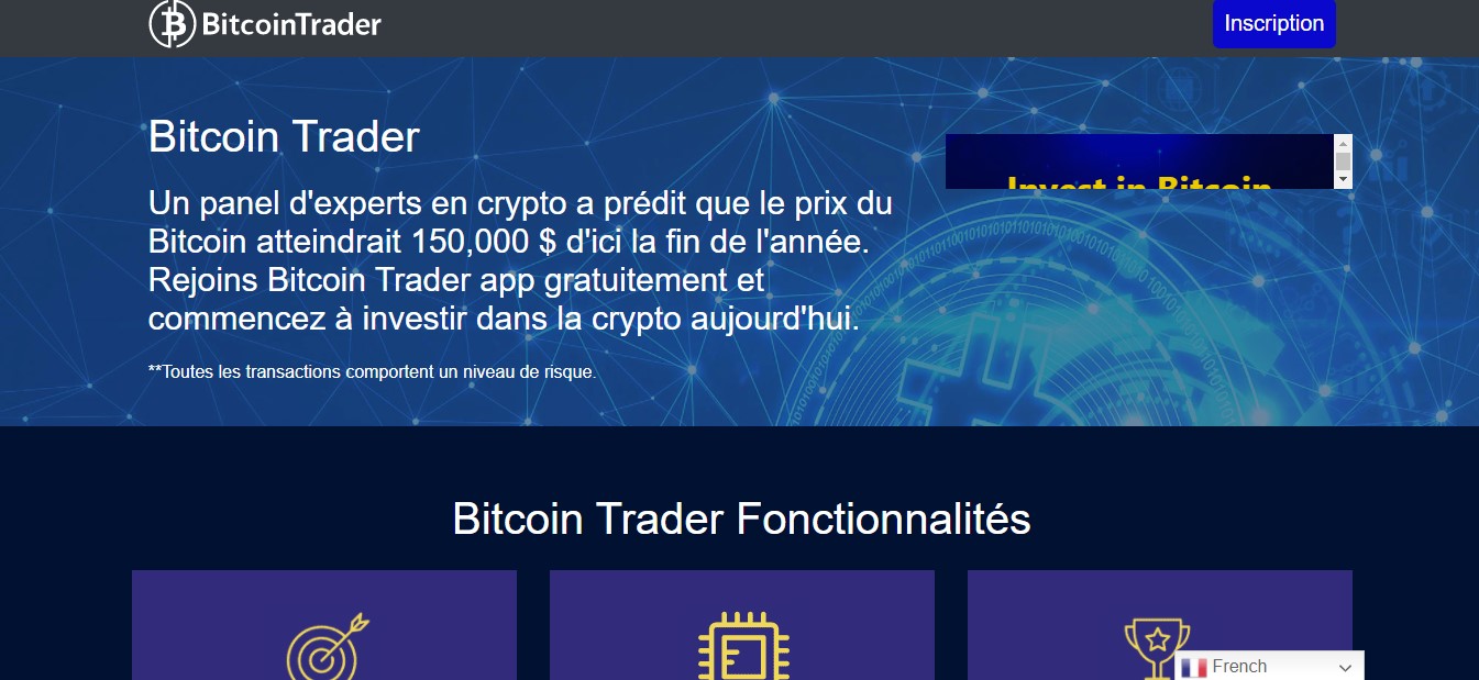 Bitcointrader.site/fr : Le faux site de trading qui remercie Google Traduction