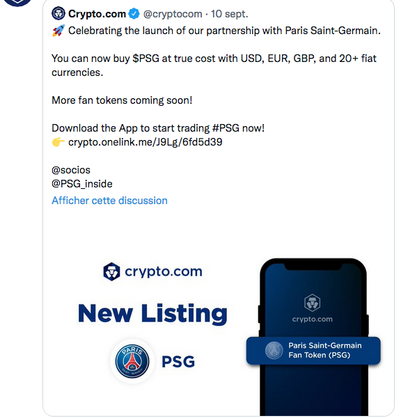 Partenaria PSG avec CRYPTO.COM