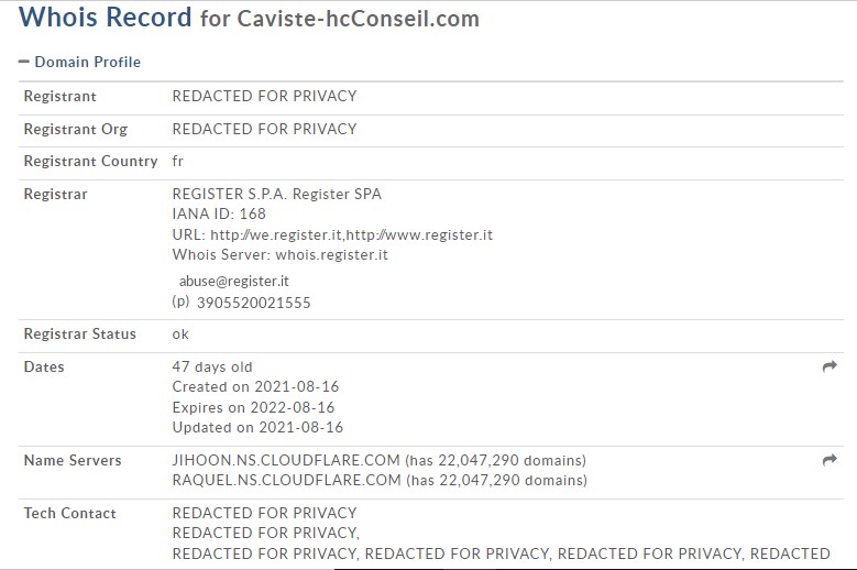 Le WHOIS de Caviste-hcconseil.com/fr/admin/login.