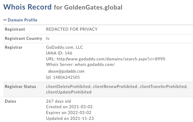 GOLDENGATES.GLOBAL WHOIS