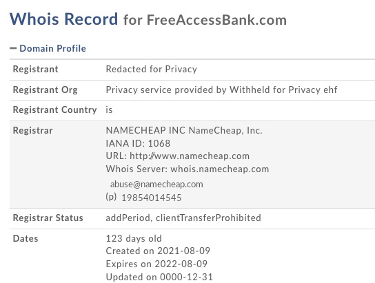 FREEACCESSBANK.COM whois