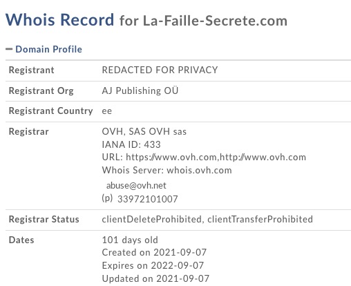 La faille secrete whois