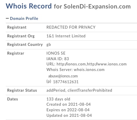 solendi expansion.com whois