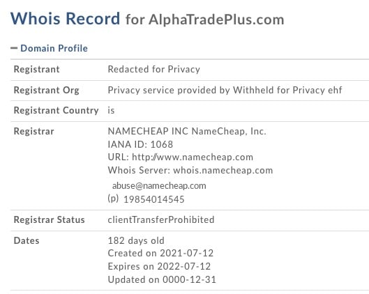 alphatradeplus.com whois