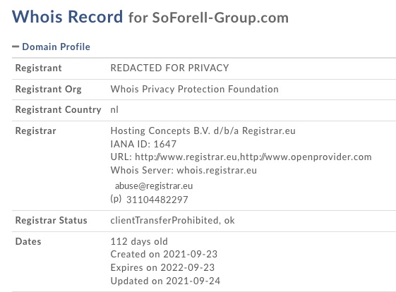 soforell group.com whois