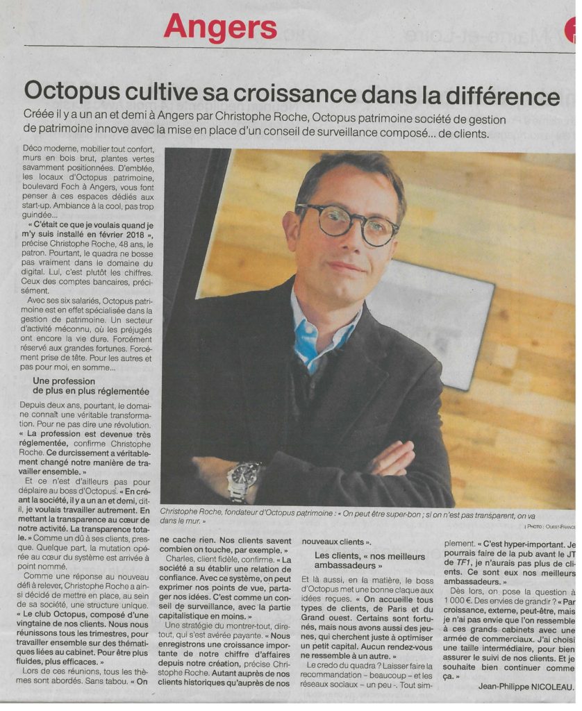 Interview de Christophe Roche parue dans Ouest France