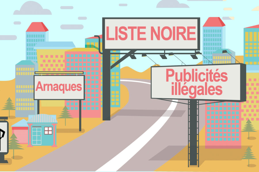 Liste noire publicité illégale site trading