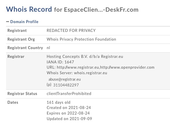 espaceclient direct deskfr.com whois