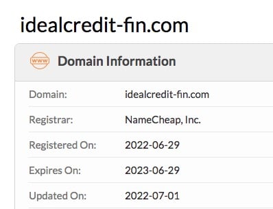 idealcredit fin.com whois