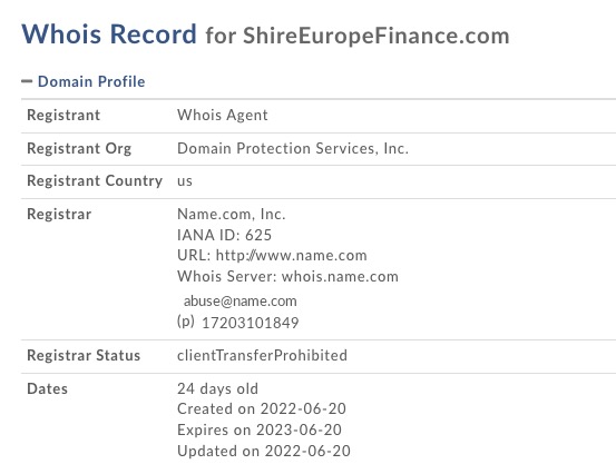 shireeuropefinance.com whois