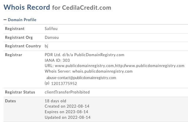 cedilacredit.com whois