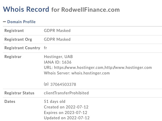 rodwellfinance.com whois