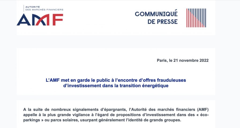 AMF transition energetique alert