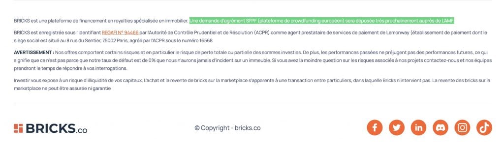 Bricks demande plateforme de crowdfunding européen