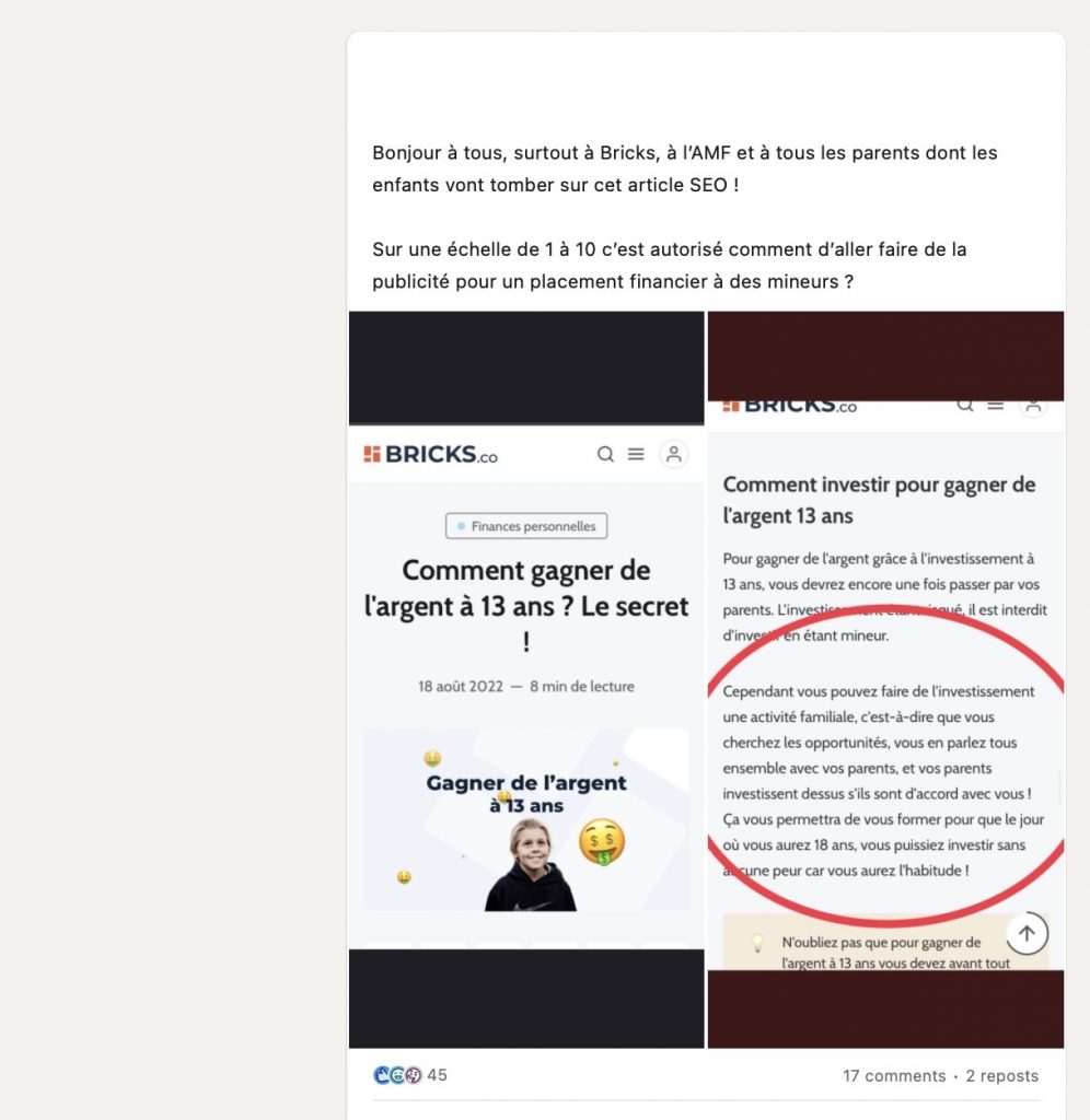 Post bricks enfant 13 ans 1