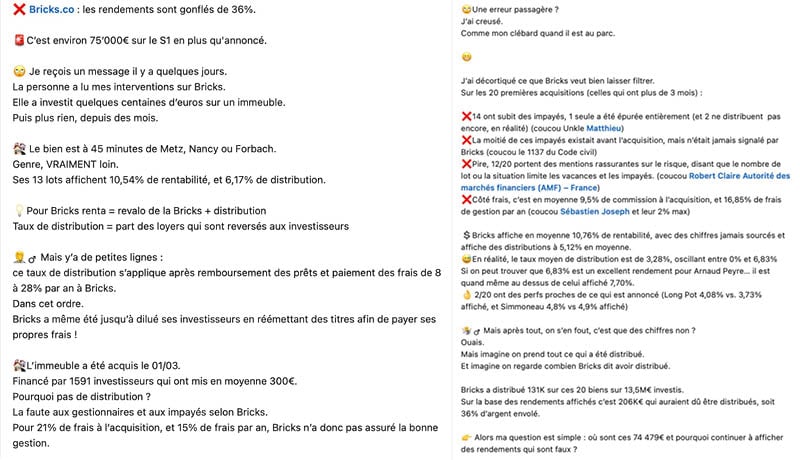 Bricks analyse rentabilité