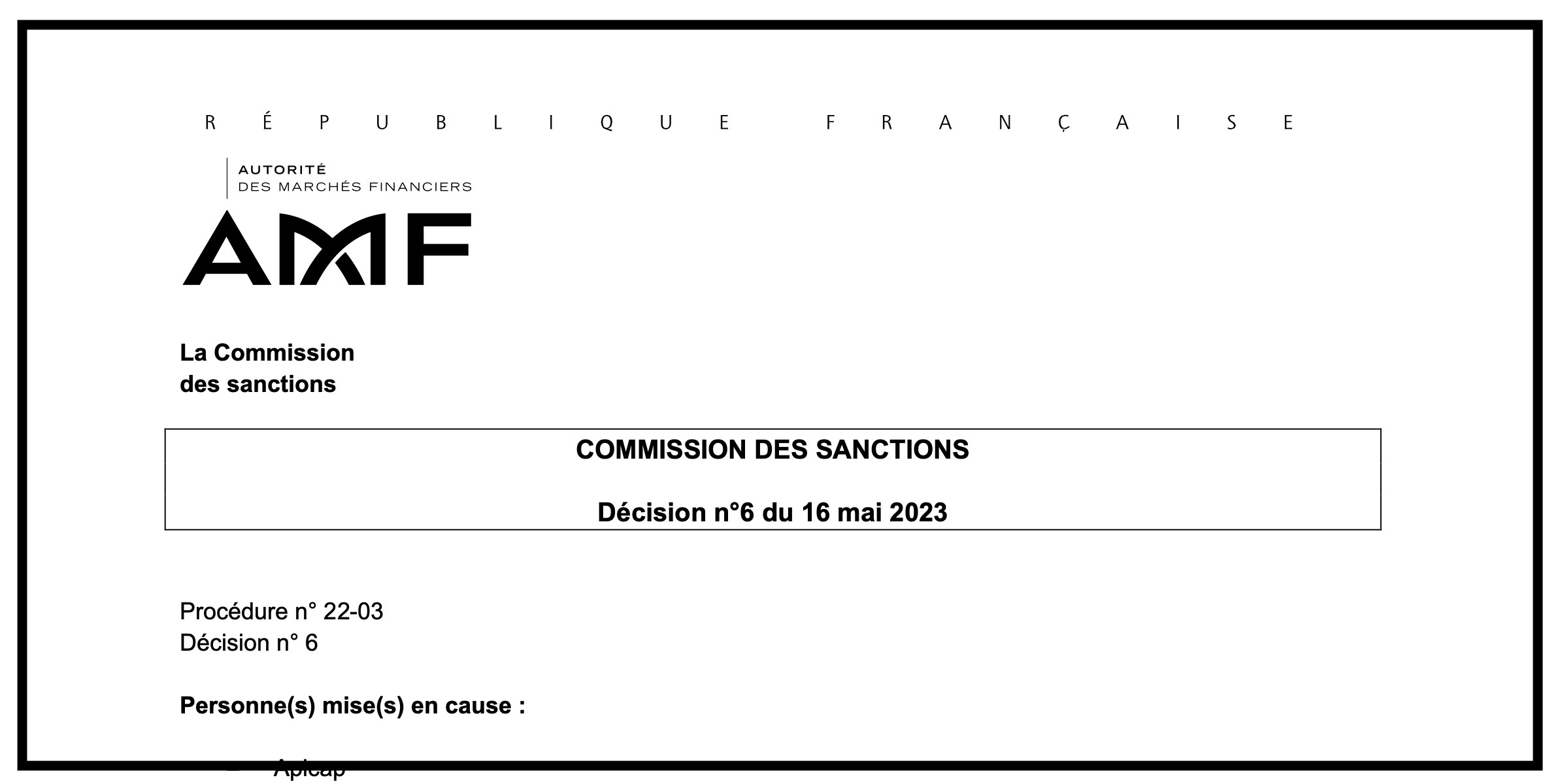 AMF sanction
