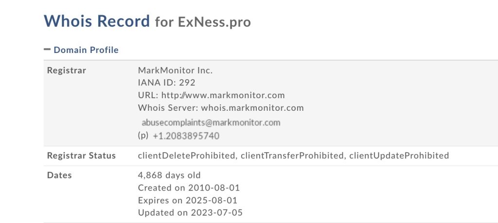 exness.pro whois