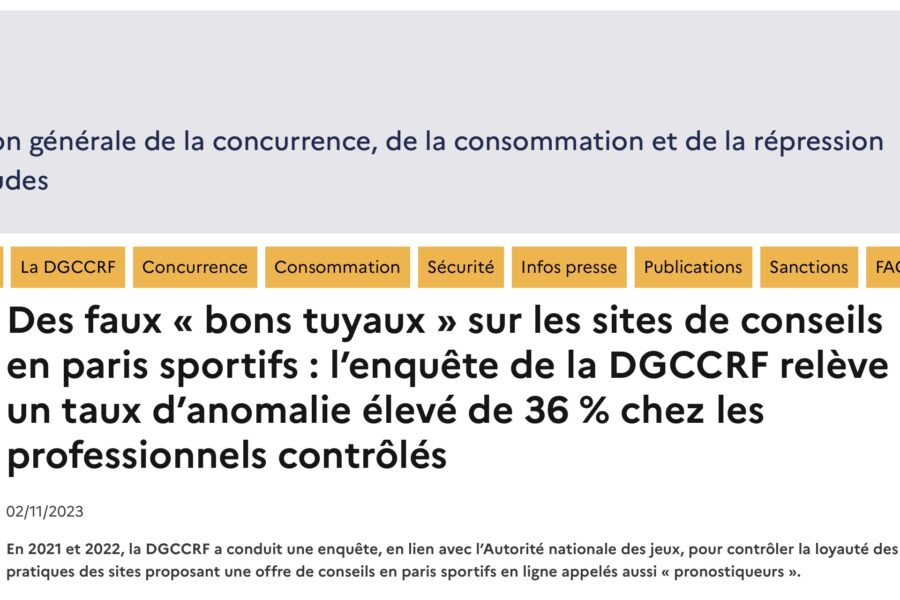 DGCCRF pronostiqueurs tipster