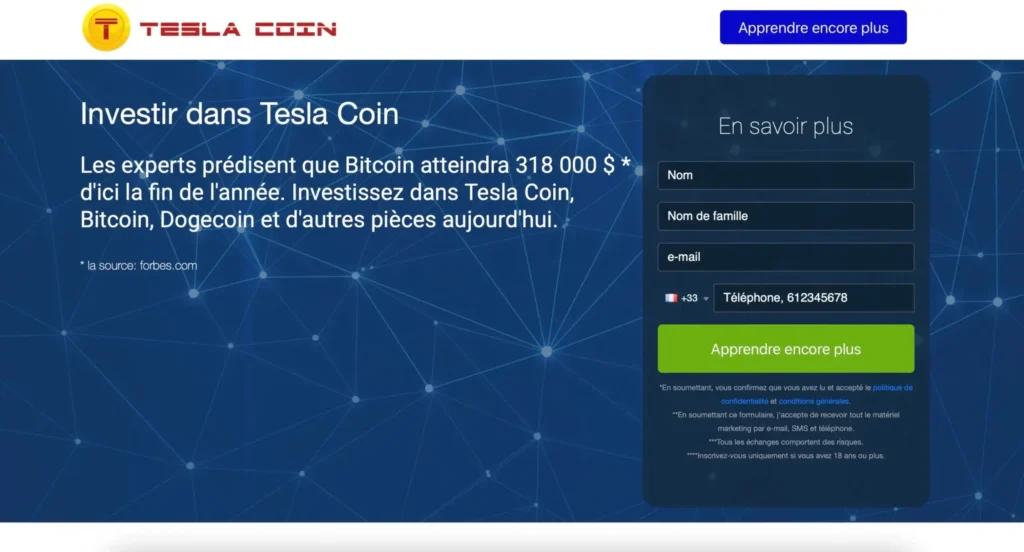 Tesla Coin, une arnaque !