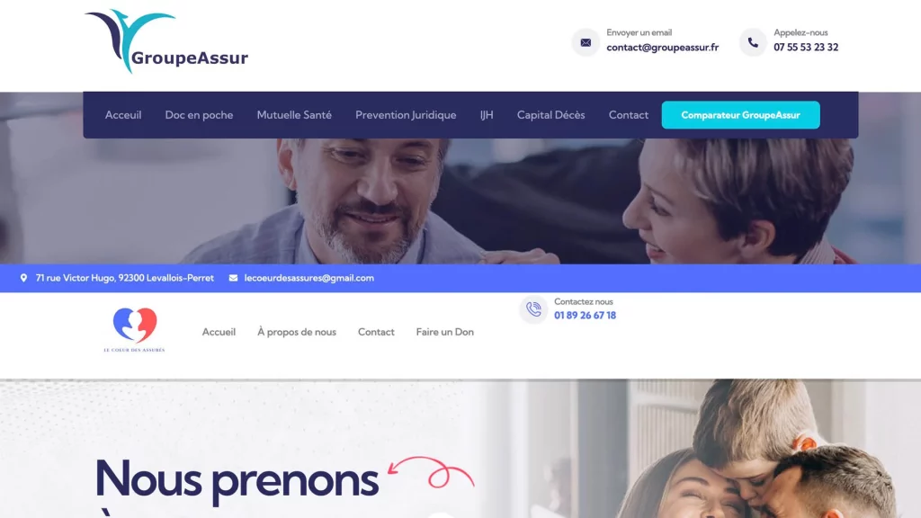 lecoeurdesassures.com et groupeassur.fr