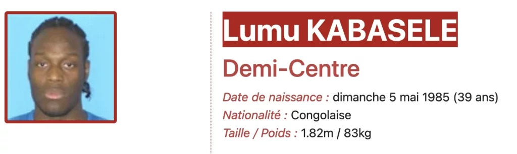 Profil de Lumu Kabasele sur un site consacré au hand-ball.