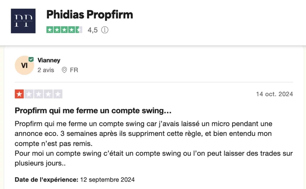 Phidias avis négatif