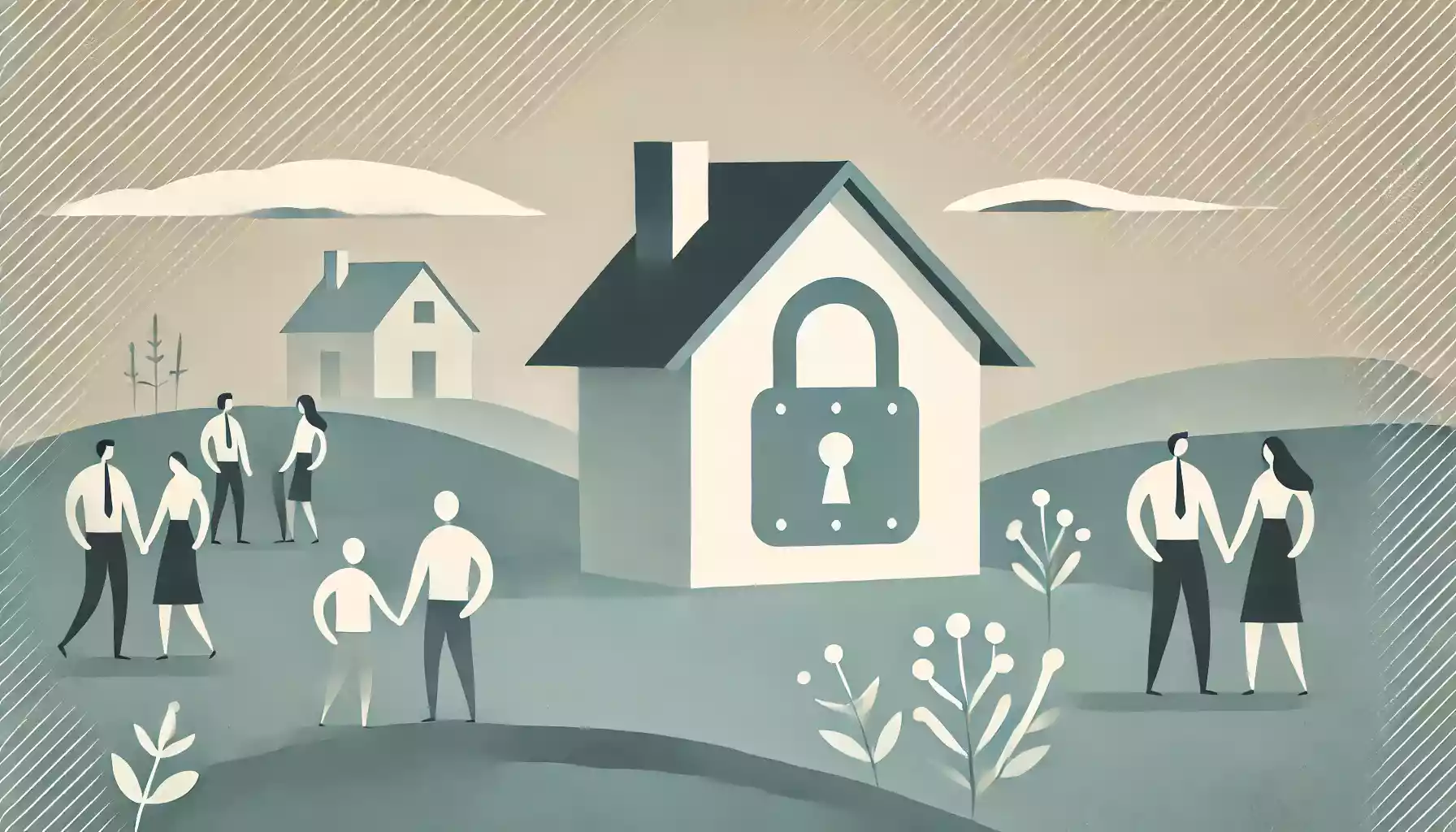 Illustration minimaliste symbolisant la sécurité dans les transactions immobilières