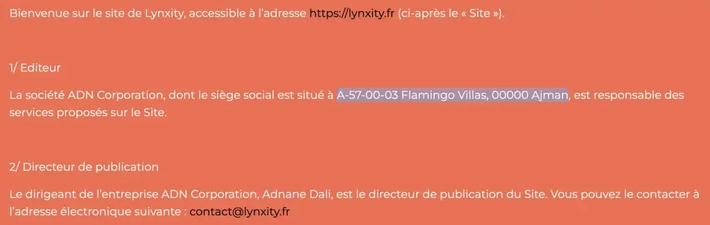 Lynxity mentions légales