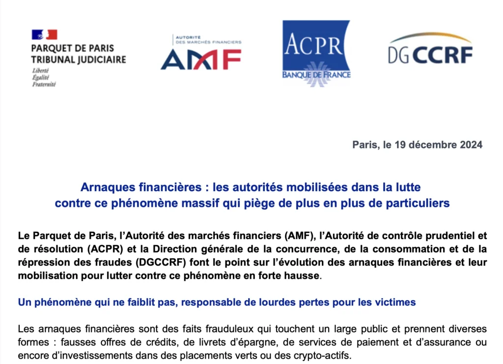 Arnaques financières : Parquet, AMF, ACPR et DGCCRF constatent leur propre impuissance
