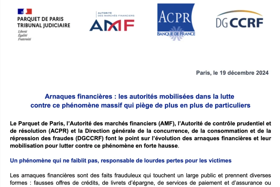 Arnaques financières : Parquet, AMF, ACPR et DGCCRF constatent leur propre impuissance