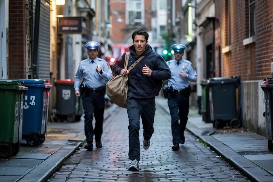 voleur en fuite poursuivi police